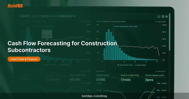 Cash flow forecasting dashboard with charts showing income projections for construction subcontractors