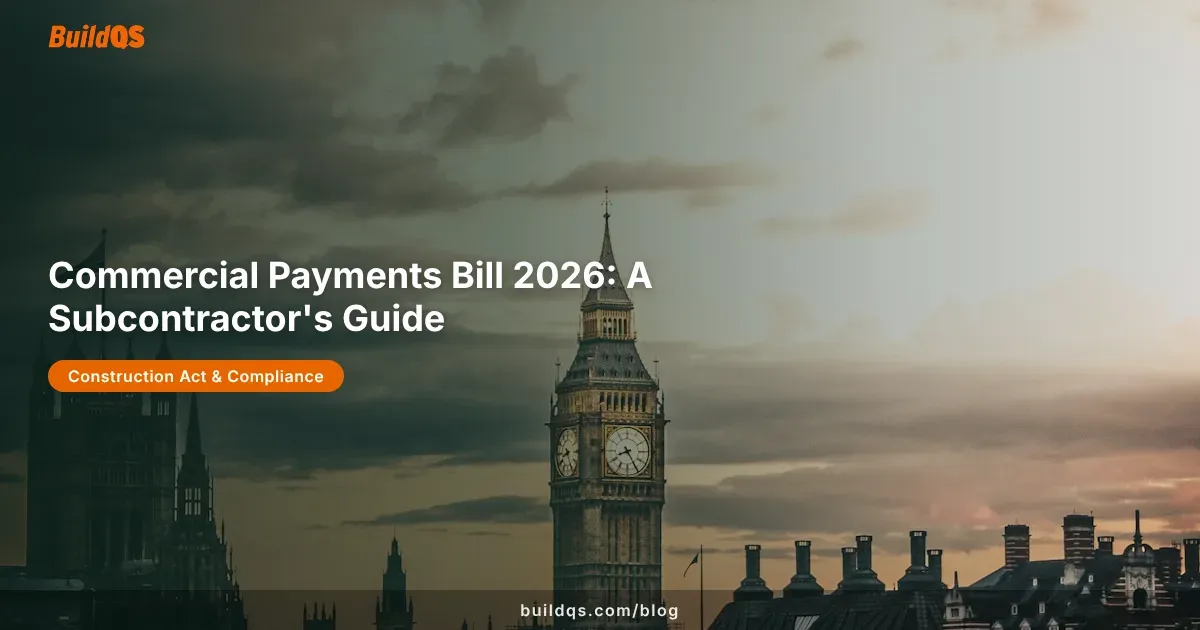 The Houses of Parliament and Big Ben at dusk, representing the Commercial Payments Bill 2026 in Parliament