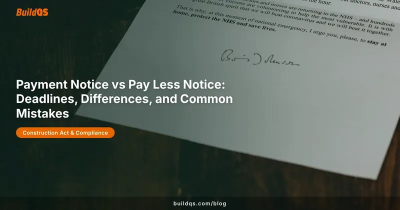 Person reviewing contract documents and legal paperwork, representing payment notice and pay less notice compliance