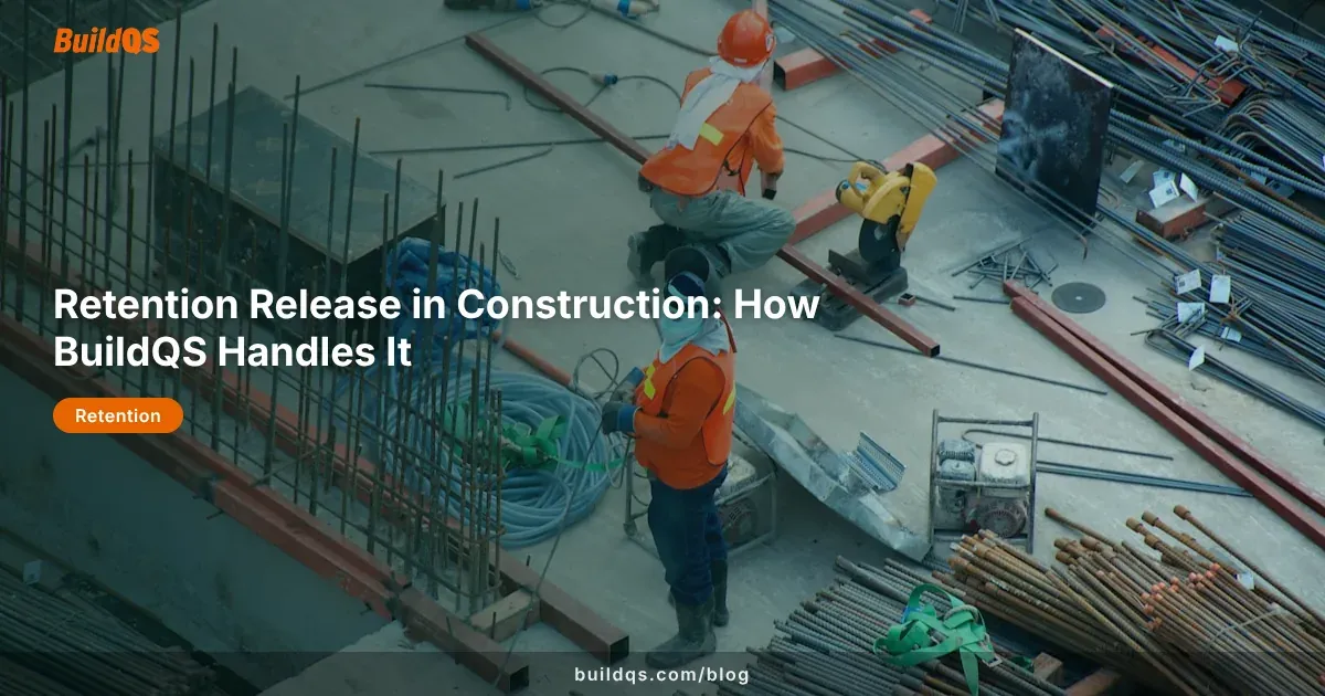 Construction crane at a building site representing project completion and retention release milestones
