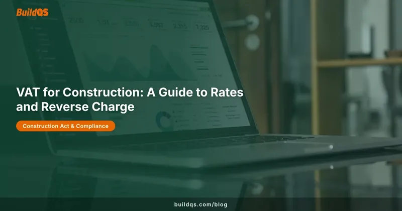 Laptop showing financial software representing VAT calculations and reverse charge for construction